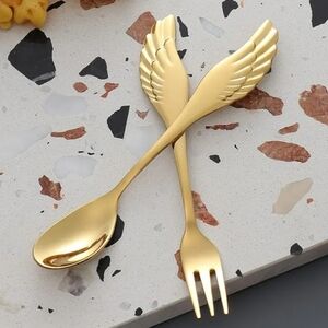 "A Dream Flew Out" Angel Wings Stainless steel flatware Set New Box GOLD Colored